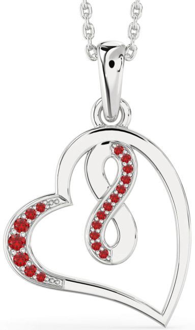 Ruby Platinum Heart Infinity Necklace