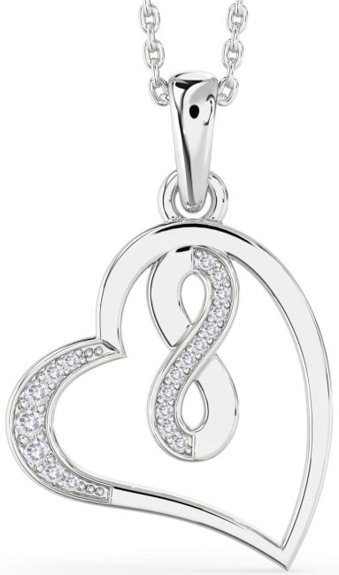 Salt & Pepper Diamond Platinum Heart Infinity Necklace