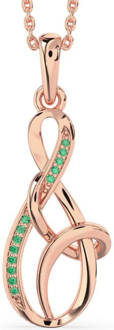 Emerald Rose Gold Infinity Necklace