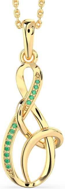 Emerald Gold Silver Infinity Necklace