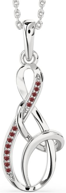 Garnet Platinum Infinity Necklace
