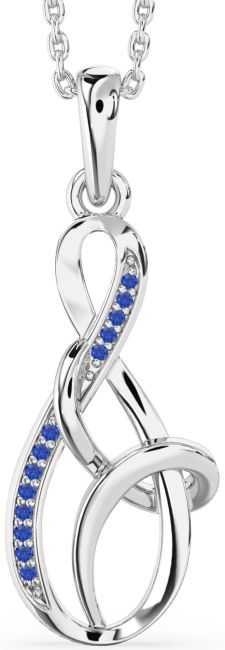 Blue Sapphire Silver Infinity Necklace