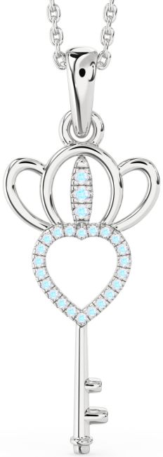 Large Moonstone Silver Heart Crown Necklace