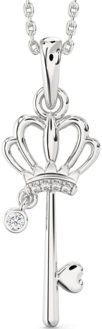 Diamond Platinum Heart Crown Necklace