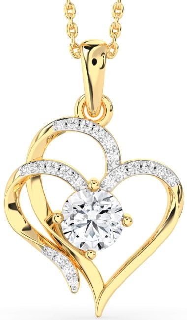 Diamond Gold Silver Heart Necklace