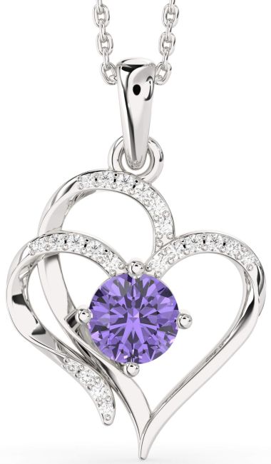 Diamond Alexandrite Silver Heart Necklace
