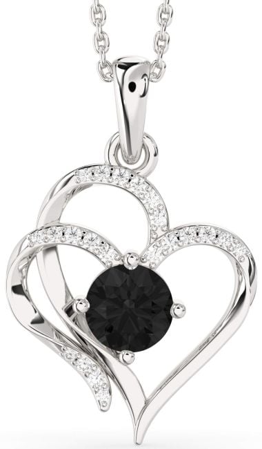 Black Diamond Silver Heart Necklace