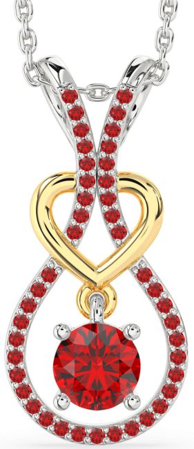 Ruby Silver & 10K gold Heart Necklace