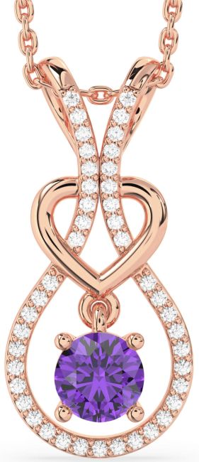 Diamond & Amethyst Rose Gold Heart Necklace