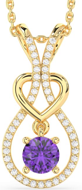 Diamond & Amethyst Gold Heart Necklace