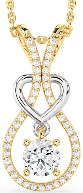 Diamond White Yellow Gold Heart Necklace