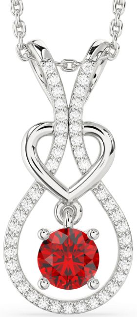 Diamond & Ruby Platinum Heart Necklace
