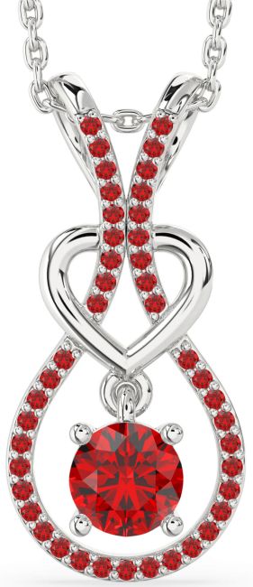 Ruby Platinum Heart Necklace