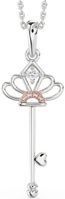 Large Diamond Platinum & Rose Gold Heart Necklace