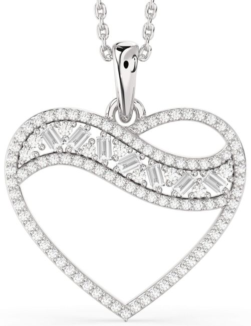 Large Diamond Platinum Heart Necklace