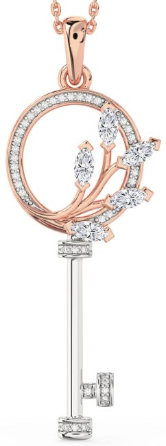 Large Diamond White Rose Gold Necklace