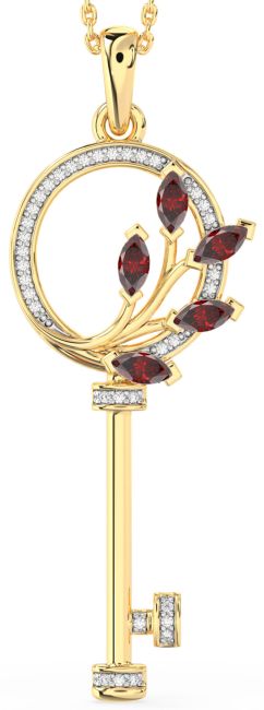 Large Diamond Garnet Gold Necklace