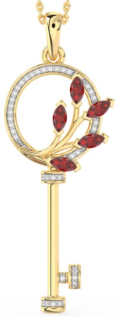 Large Diamond Ruby Gold Necklace
