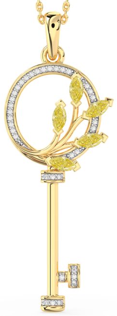 Large Yellow Diamond Gold Necklace