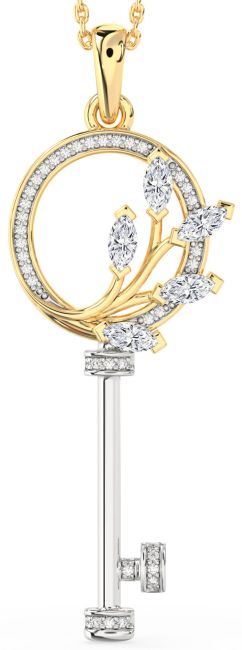 Large Diamond Platinum & Yellow Gold Necklace