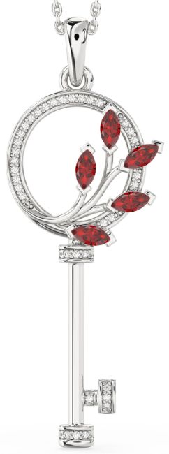 Large Diamond Ruby Platinum Necklace