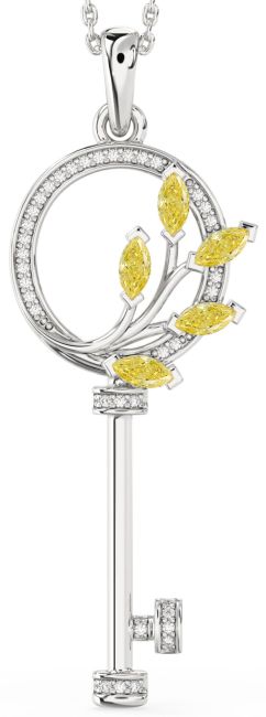 Large Yellow Diamond Platinum Necklace