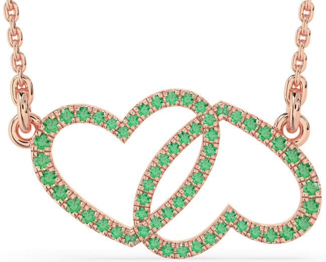 Large Emerald Rose Gold Heart Necklace