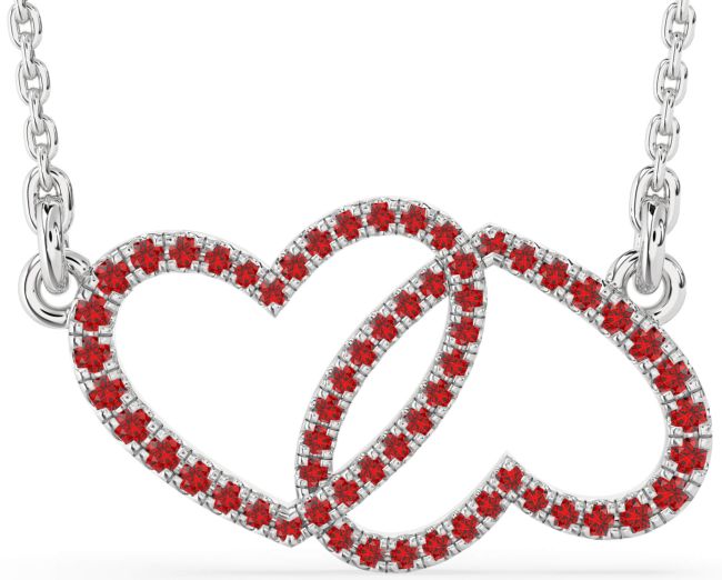 Large Ruby Platinum Heart Necklace