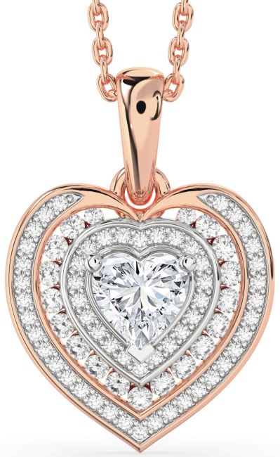 Diamond White Rose Gold Heart Necklace