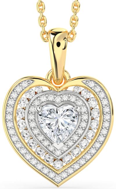 Diamond White Yellow Gold Heart Necklace