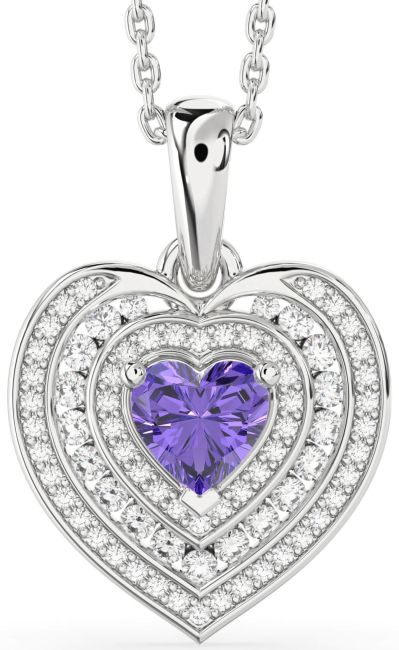 Diamond Alexandrite Silver Heart Necklace