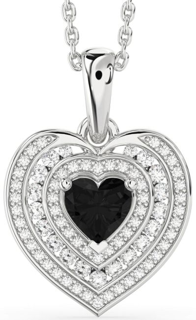 Black Diamond Silver Heart Necklace