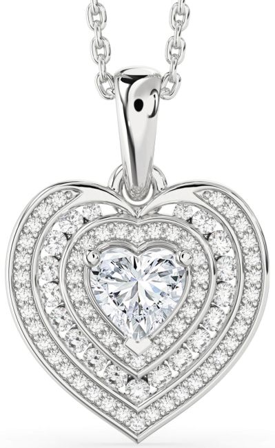 Diamond Silver Heart Necklace