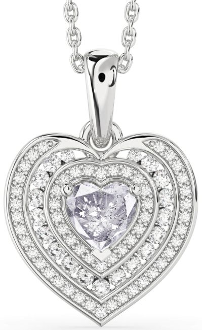 Salt & Pepper Diamond Silver Heart Necklace