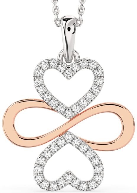 Large Diamond Rose Gold Silver Heart Infinity Necklace