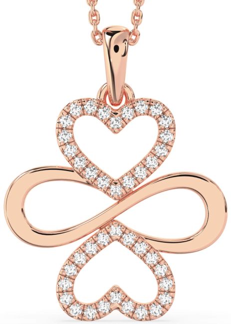 Large Diamond Rose Gold Silver Heart Infinity Necklace