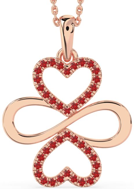 Large Ruby Rose Gold Silver Heart Infinity Necklace