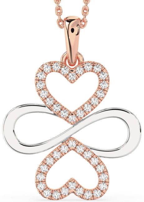 Large Diamond White Rose Gold Heart Infinity Necklace