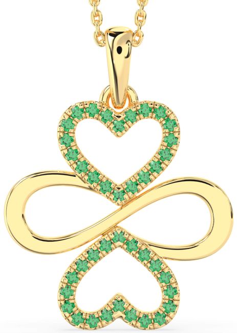 Large Emerald Gold Heart Infinity Necklace