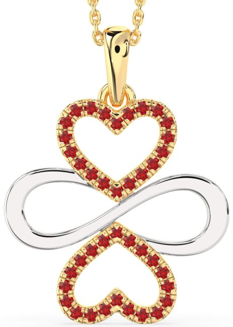 Large Ruby Gold Silver Heart Infinity Necklace