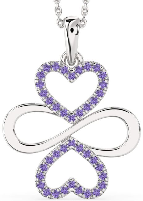 Large Alexandrite Platinum Heart Infinity Necklace