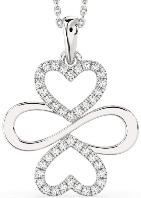 Large Diamond White Gold Heart Infinity Necklace
