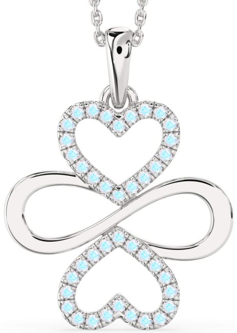 Large Moonstone Platinum Heart Infinity Necklace