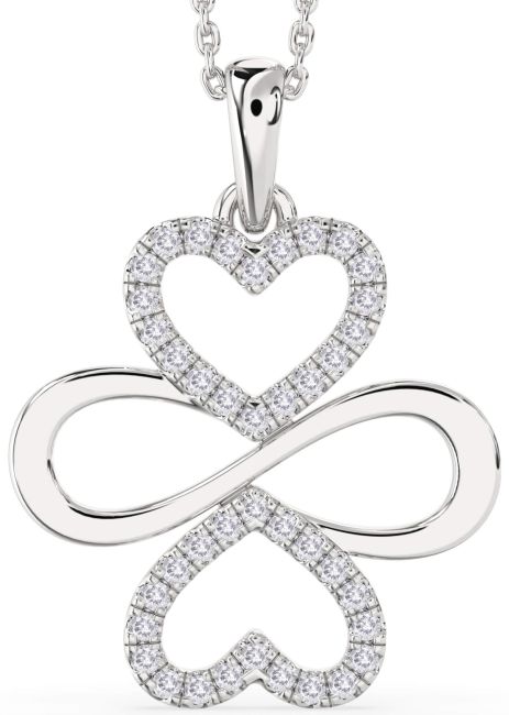 Large Salt & Pepper Diamond Platinum Heart Infinity Necklace