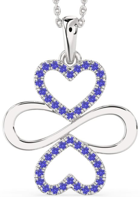 Large Tanzanite Platinum Heart Infinity Necklace