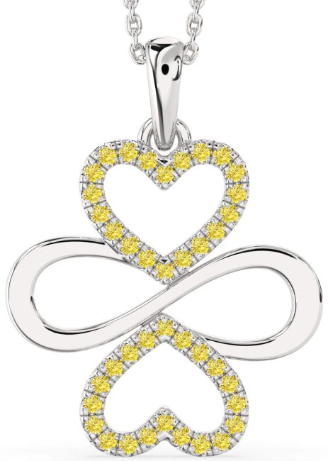 Large Yellow Diamond Platinum Heart Infinity Necklace
