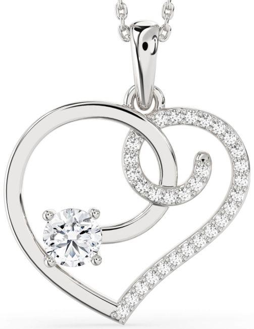 Large Diamond White Gold Heart Necklace