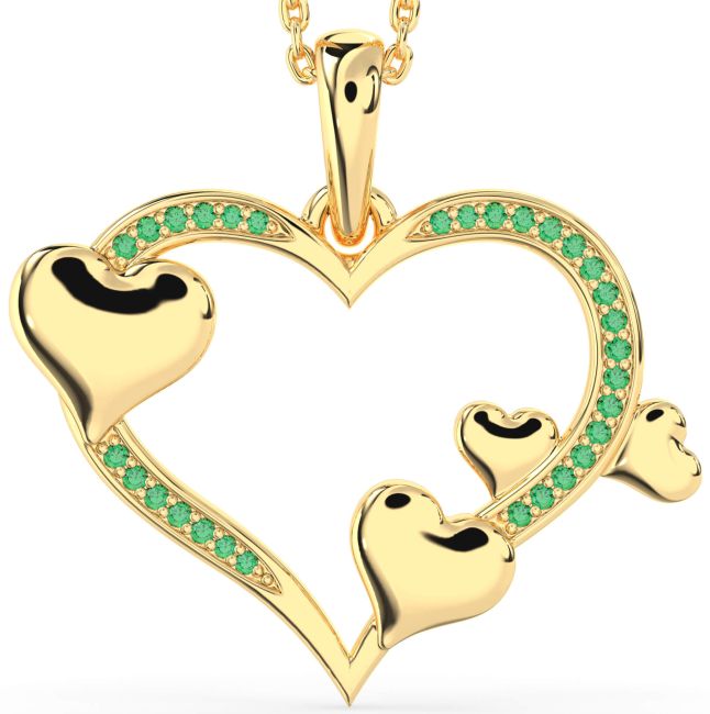 Large Emerald Gold Heart Necklace