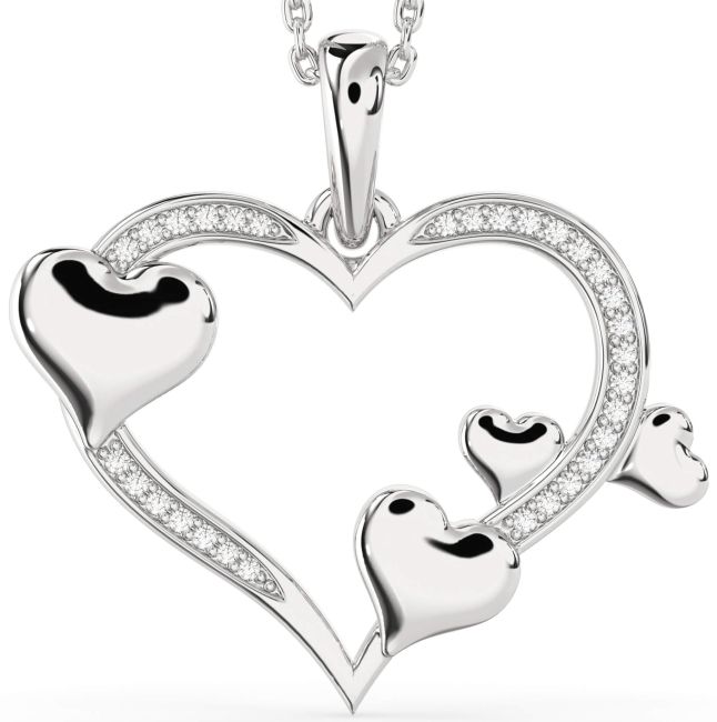 Large Diamond Silver Heart Necklace