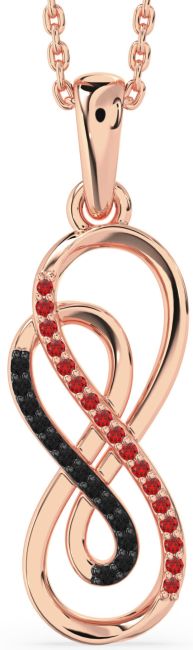 Black Diamond & Ruby Rose Gold Infinity Necklace